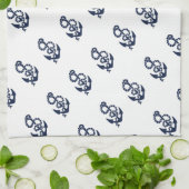 ネイビー航海のいかりパターン キッチンタオル (折り畳み)