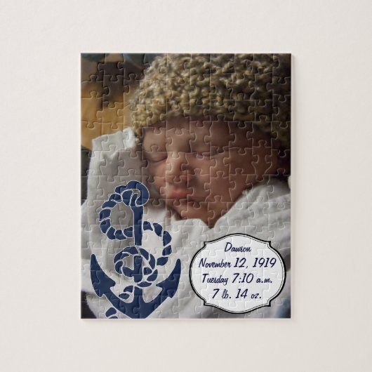 ネイビー航海のいかりパターン ジグソーパズル (縦)