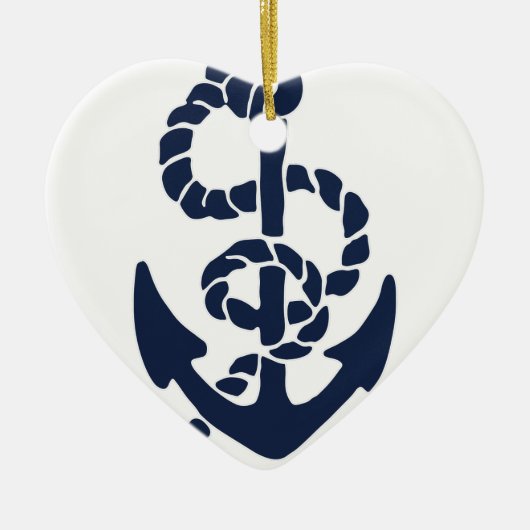 ネイビー航海のいかりパターン セラミックオーナメント (正面)