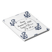 ネイビー航海のいかりパターン ノートパッド (アングル)