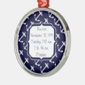 ネイビー航海のいかりパターン メタルオーナメント (左)