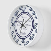 ネイビー航海のいかりパターン 壁時計 (傾斜)