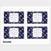 ネイビー航海のいかりパターン 長方形シール (シート)