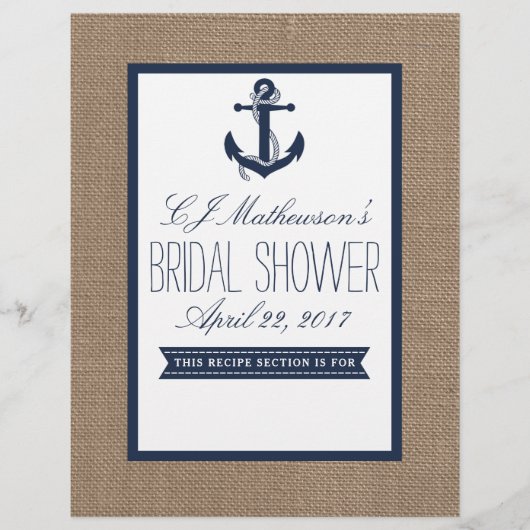 ネイビー航海のいかりブライダルシャワーレシピ分周器 (正面)