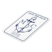 ネイビー航海のいかりモノグラム |日付の保存 マグネット (左側)