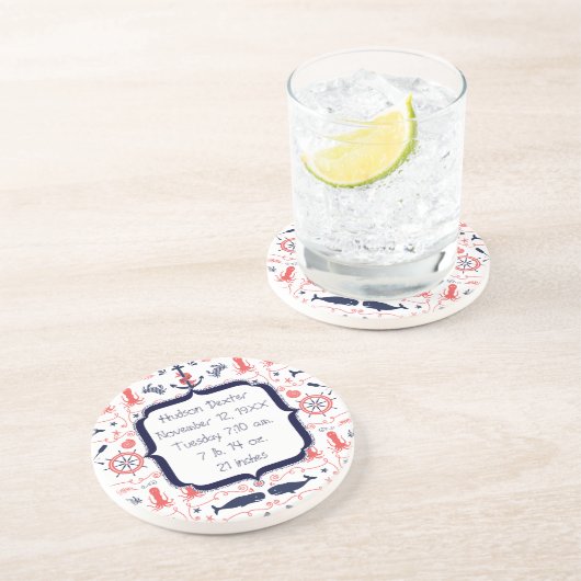 ネイビー航海のいかり、ホエールタコ模様 コースター (側面)