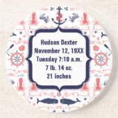 ネイビー航海のいかり、ホエールタコ模様 コースター (正面)