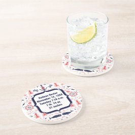 ネイビー航海のいかり、ホエールタコ模様 コースター