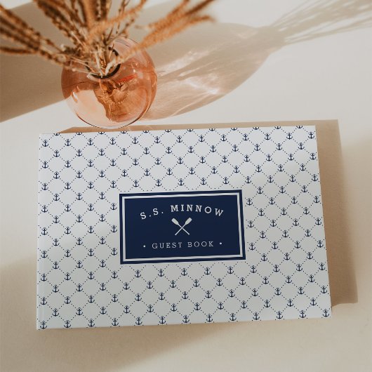 ネイビー航海のいかり |ボーパーソナライズされたト ゲストブック
