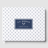 ネイビー航海のいかり |ボーパーソナライズされたト ゲストブック (正面)