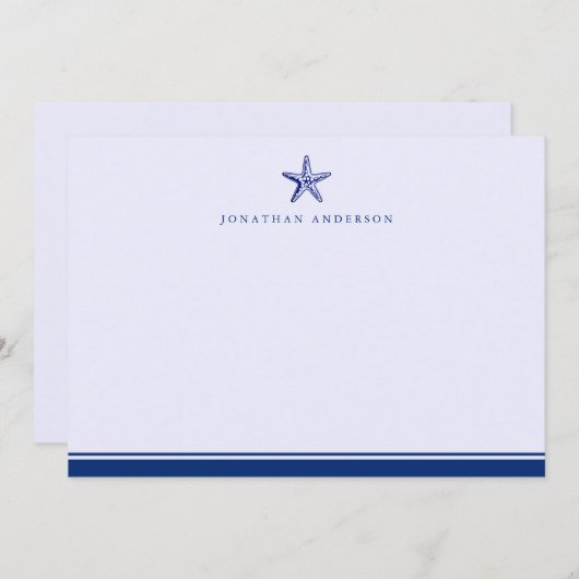 ネイビー航海のをテーマにしたヒトデ対応 ノートカード (正面/裏面)