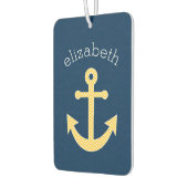 ネイビー航海のイエローシェブロン模様のいかり カーエアーフレッシュナー (左)