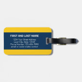 ネイビー航海のイエローシェブロン模様のいかり ラゲッジタグ (裏面横)