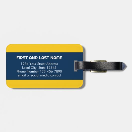 ネイビー航海のイエローシェブロン模様のいかり ラゲッジタグ (裏面横)