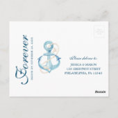 ネイビー航海のウェディングRSVPポストカード ポストカード (裏面)