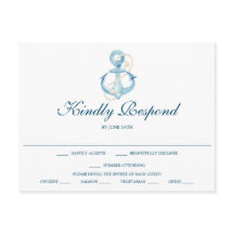 ネイビー航海のウェディングRSVPポストカード