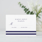 ネイビー航海のウェディングRSVP 出欠カード (スタンド正面)