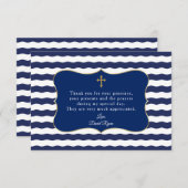 ネイビー航海のウェーブズいかりボーイバプテスマ サンキューカード (正面/裏面)
