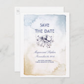 ネイビー航海のウォーターの色 – Octopus日付を保存 案内ポストカード (正面/裏面)