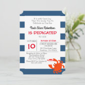 ネイビー航海のガニパーソナライズされたバプテスマ 招待状 (スタンド正面)