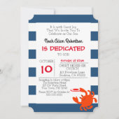 ネイビー航海のガニパーソナライズされたバプテスマ 招待状 (正面)