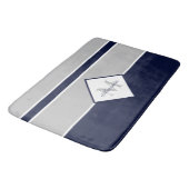 ネイビー航海のグモダン・グレイ・モノグラムのキッチン敷物 バスマット (アングル)