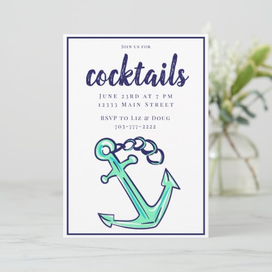ネイビー航海のグリーンいかりカクテルパーティー 招待状 (スタンド正面)