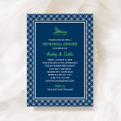 ネイビー航海のグリーンボートのリハ結婚ーサルディナー 招待状