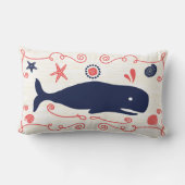ネイビー航海のコーラルボーイ子供部屋クジラ&シーシェル ランバークッション (裏面)