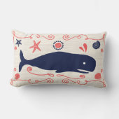 ネイビー航海のコーラルボーイ子供部屋クジラ&シーシェル ランバークッション (正面)