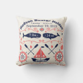 ネイビー航海のコーラルボーイ子供部屋ベビー誕生スタット クッション (正面)