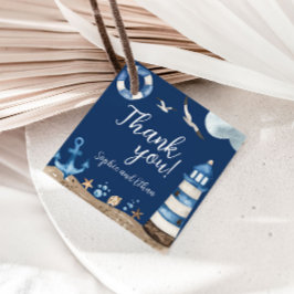 ネイビー航海のサンキューベイビーシャワーメッセージカード フェイバータグ