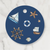 ネイビー航海のサンキューベイビーシャワーメッセージカード フェイバータグ (裏面)