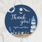 ネイビー航海のサンキューベイビーシャワーメッセージカード フェイバータグ (正面)