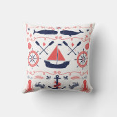 ネイビー航海のサンゴ子供部屋男の赤ちゃん誕生スタット クッション (裏面)