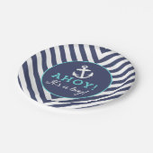 ネイビー航海のシェブロン赤ちゃんシャワー紙プレート ペーパープレート (アングル)