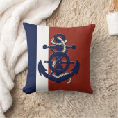 ネイビー航海のシップの車輪/いかり赤装飾用クッション クッション (ブランケット)