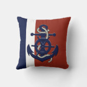 ネイビー航海のシップの車輪/いかり赤装飾用クッション クッション (裏面)