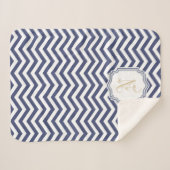 ネイビー航海のシボロン・モノグラーム シェルパブランケット (正面(横))