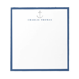 ネイビー航海のシンプルパーソナライズされた文房具 ノートパッド