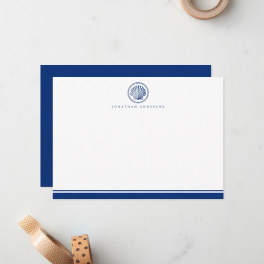 ネイビー航海のシーシェルノートカード ノートカード (正面/裏面インサイチュ)