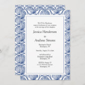 ネイビー航海のシーシェル結婚式招待状 招待状 (正面/裏面)