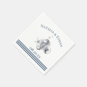 ネイビー航海のシーパーソナライズされた スタンダードカクテルナプキン (角)