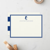 ネイビー航海のシーホースカスタムノートカード ノートカード (正面/裏面インサイチュ)