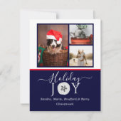 ネイビー航海のジョイ砂ドル写真クリスマスカード (正面)