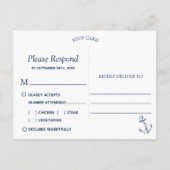 ネイビー航海のスケッチいかり食事の選択RSVP インビテーションポストカード (裏面)