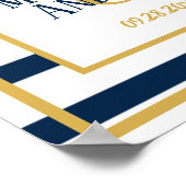 ネイビー航海のストライプズのカスタムウェディング ポスター (角)