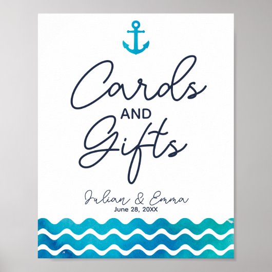 ネイビー航海のズ結婚カードとギフトプリント ポスター (正面)