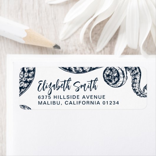 ネイビー航海のタコ差出人住所ラベル ラベル (インサイチュ)