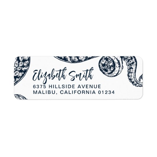 ネイビー航海のタコ差出人住所ラベル ラベル (正面)